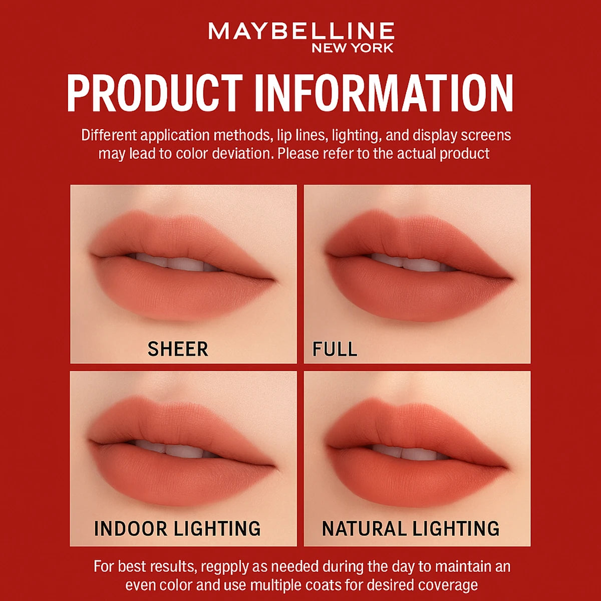 Maybelline Kiss Lipstick Matte Long-Lasting Non-Stick Cup Mirror Moisturizing #117 Retro Brick Red Glossy Lip Glaze