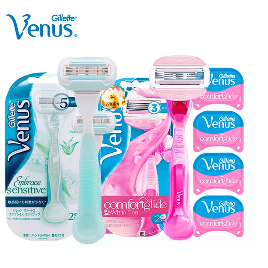 Original Gillette Venus Razor Aloe Lady Shaving Razors & White Tea Razor with Replace Blades Body Bikini Legs Arms Underarms