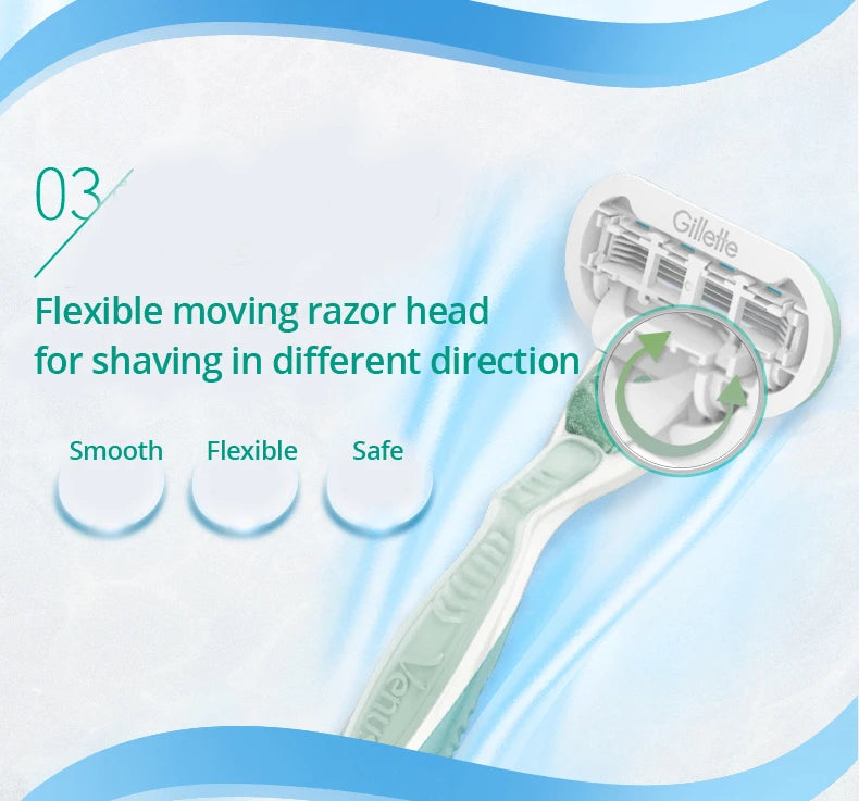 Original Gillette Venus Razor Aloe Lady Shaving Razors & White Tea Razor with Replace Blades Body Bikini Legs Arms Underarms