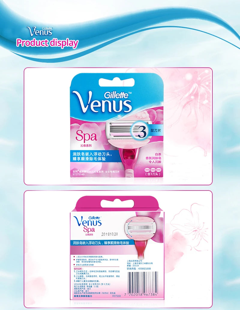 Original Gillette Venus Razor Aloe Lady Shaving Razors & White Tea Razor with Replace Blades Body Bikini Legs Arms Underarms