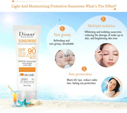 Facial Body Sunscreen Whitening Sun Cream Sunblock Skin Protective Cream Anti-Aging Oil-control Moisturizing SPF90 Face