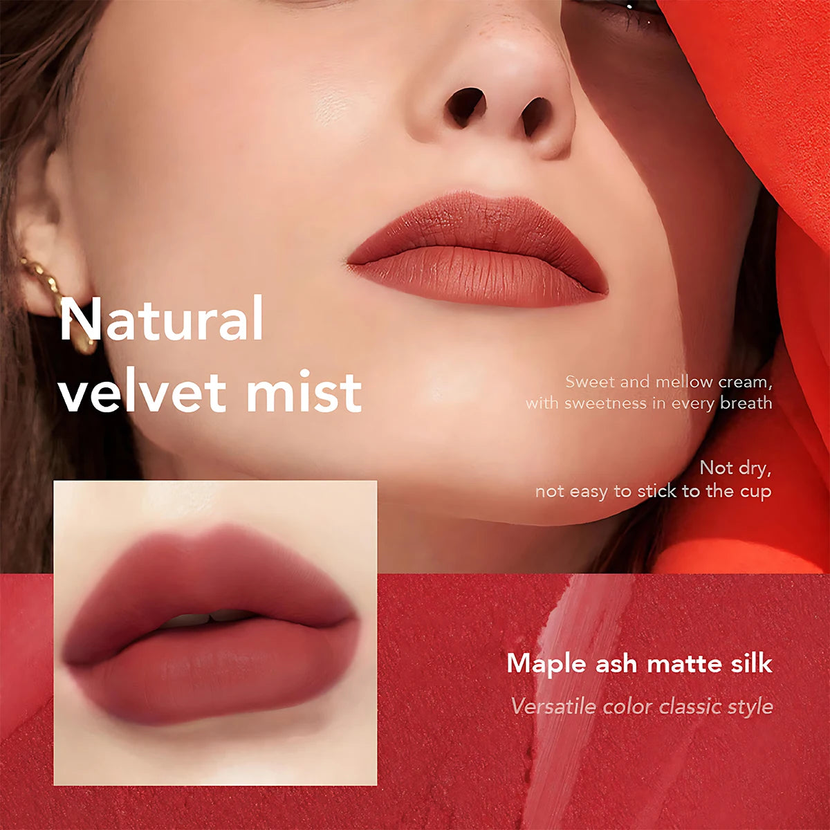 Maybelline Kiss Lipstick Matte Long-Lasting Non-Stick Cup Mirror Moisturizing #117 Retro Brick Red Glossy Lip Glaze