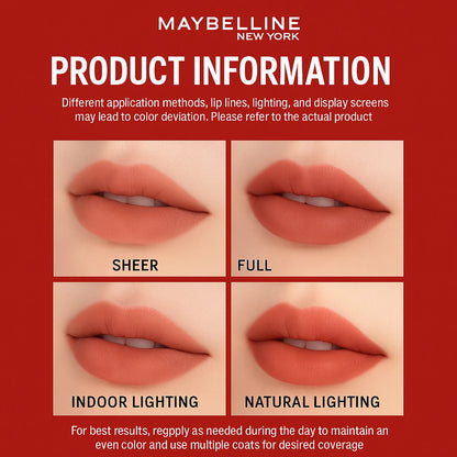 Maybelline Kiss Lipstick Matte Long-Lasting Non-Stick Cup Mirror Moisturizing #117 Retro Brick Red Glossy Lip Glaze