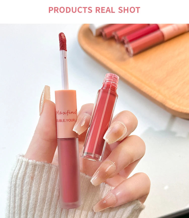 Double End Lip Glaze Full Gloss Mirror And Matte Velvet Long Term Color And Moisture Lip Gloss Anti Stain Cosmetic Lip Glaze
