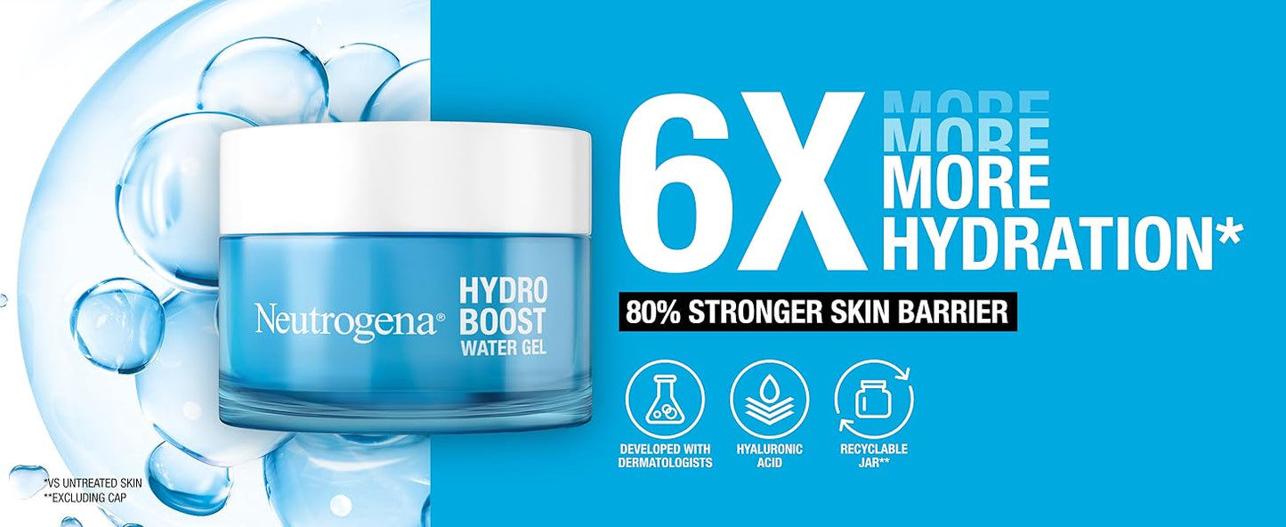 Neutrogena Hydro Boost Water Gel Moisturiser 50ml, with Hyaluronic Acid for Dry Skin, Oil-free, Up to 72 hours